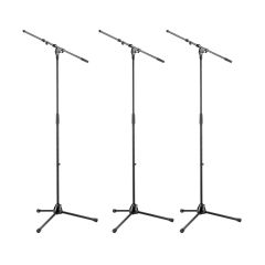 K&M 21090 Telescopic Microphone Stand (3-Pack), three stands shown