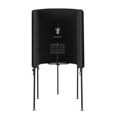 Portable-vocal-booth-black-front-with-mic